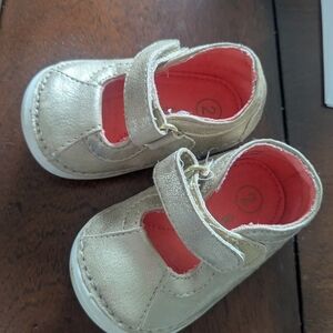 Gold Kids Shoes with Pink Interior